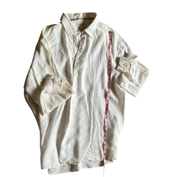 Men's White 100% Linen Button-Up Shirt Unisex Long-Sleeve. Size XL - Picture 13 of 14